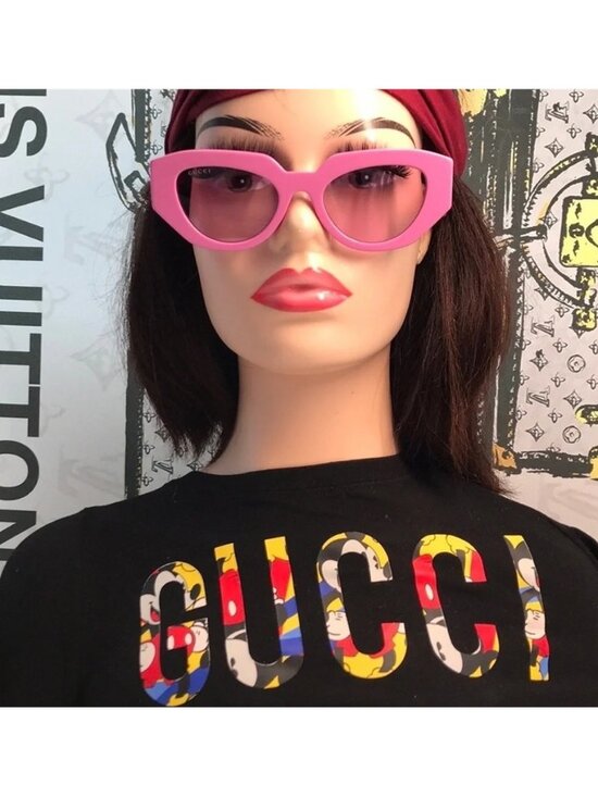 New Authentic ✨ Authentic Gucci GG1421S 004 Sunglasses – Pink Geometric Cat-Eye main image 9